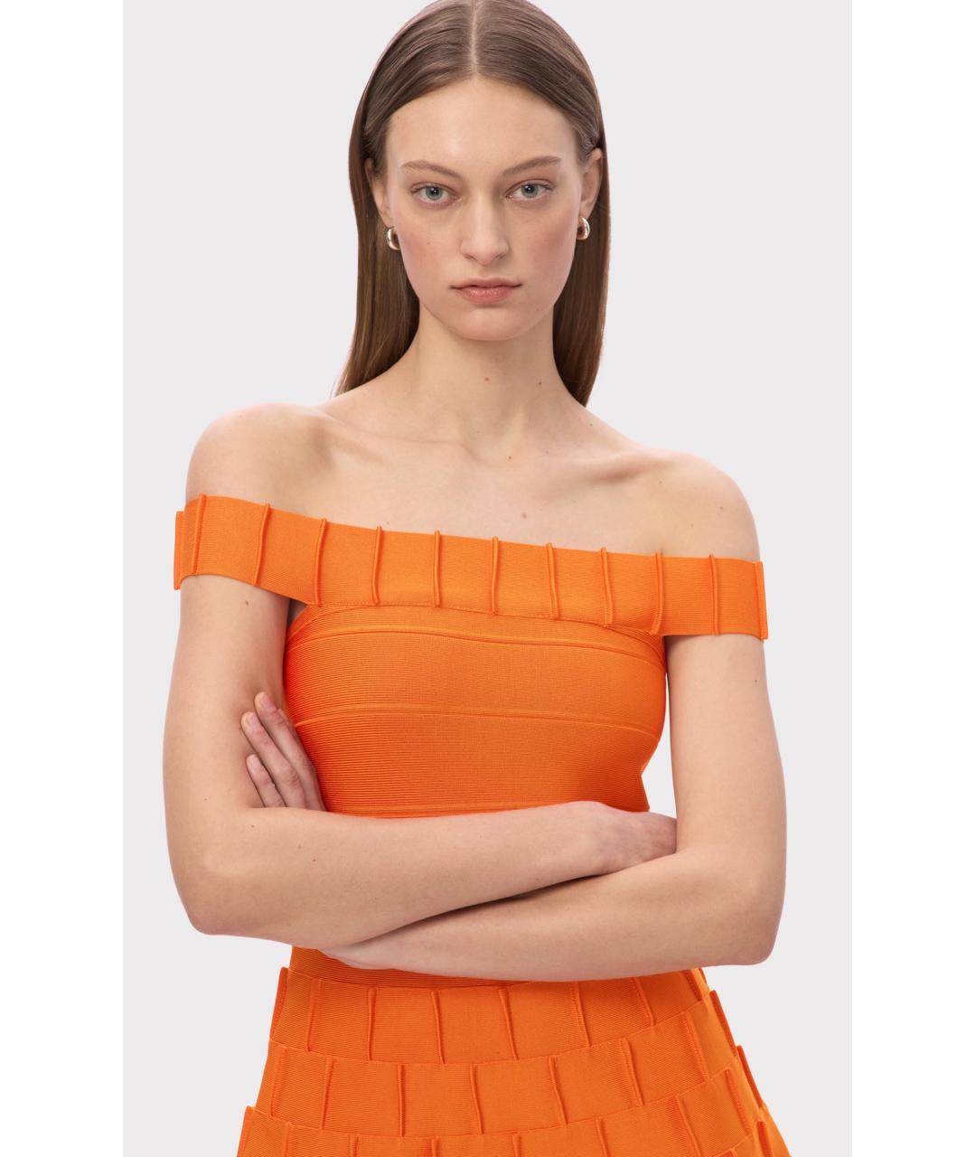HERVE LEGER Оранжевое коктейльное платье, фото 3