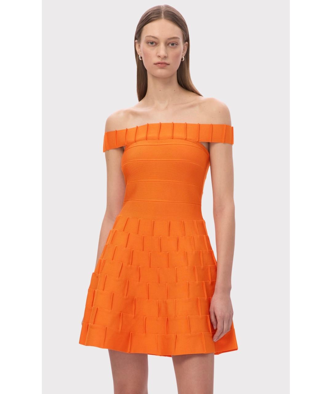 HERVE LEGER Оранжевое коктейльное платье, фото 4