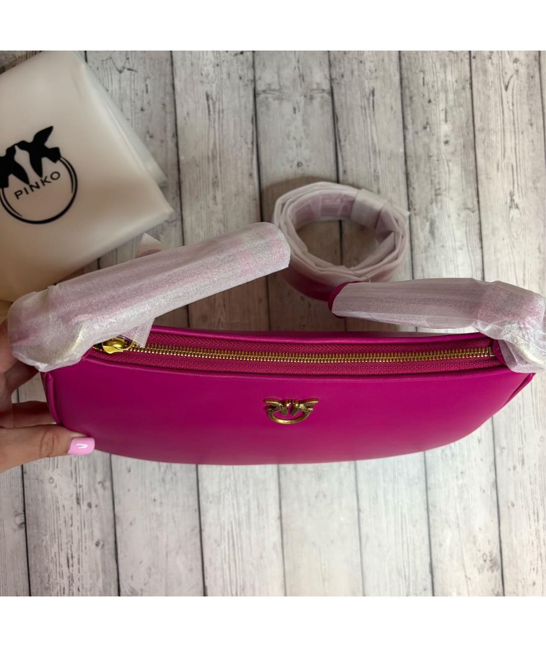 PINKO Фуксия кожаная сумка через плечо, фото 5