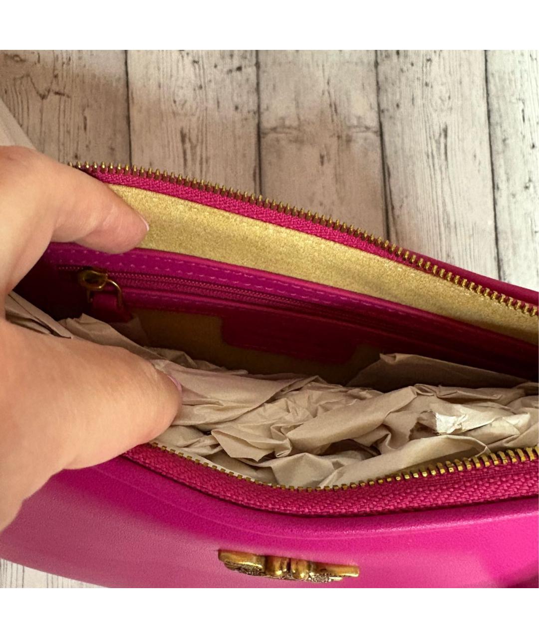 PINKO Фуксия кожаная сумка через плечо, фото 4