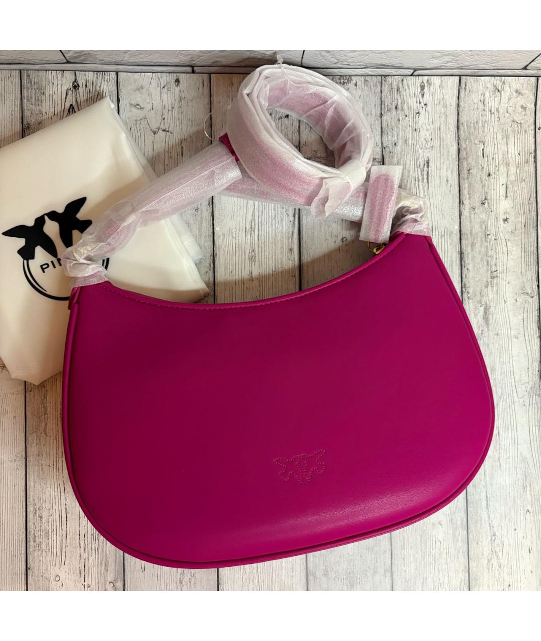 PINKO Фуксия кожаная сумка через плечо, фото 3