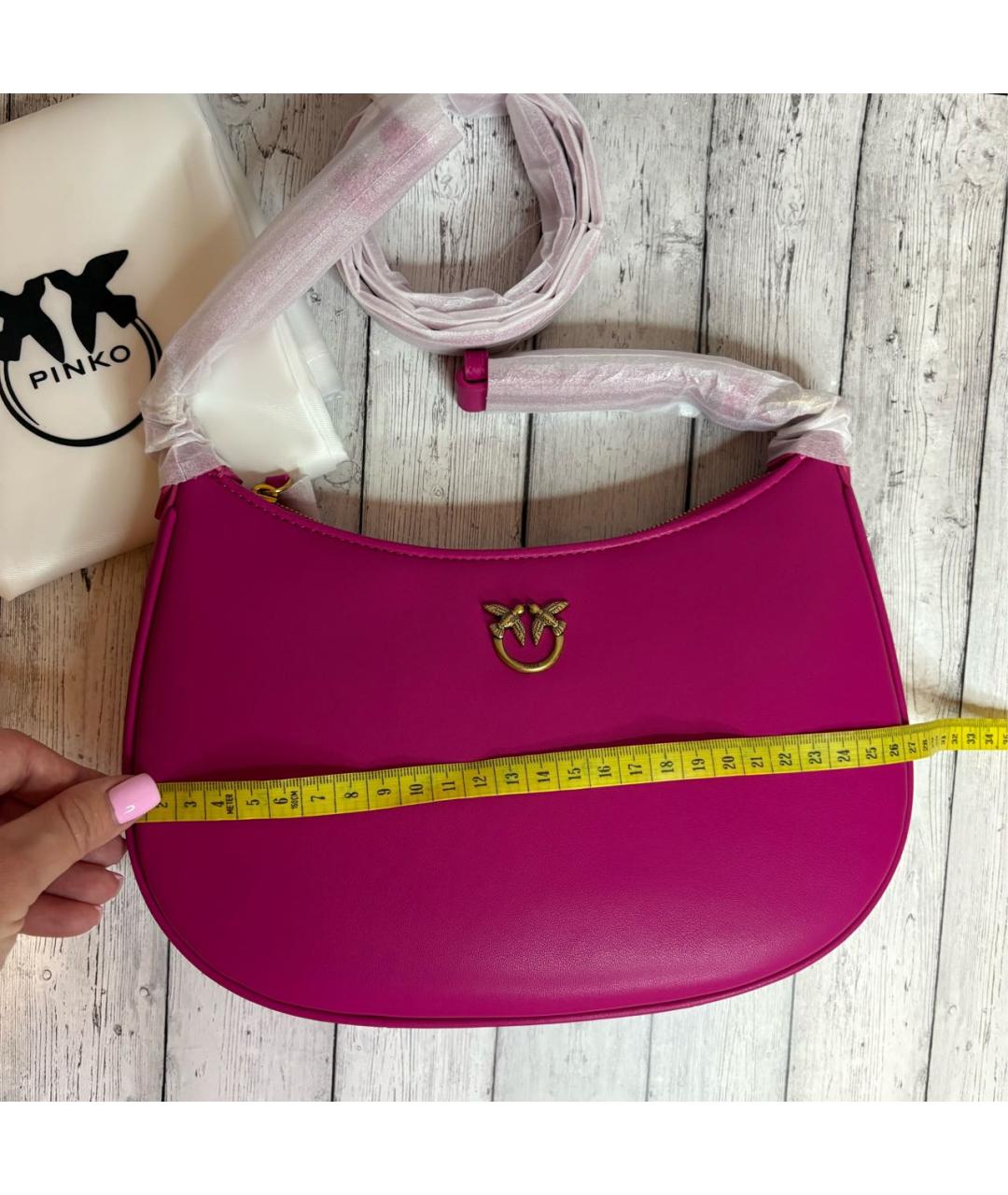 PINKO Фуксия кожаная сумка через плечо, фото 6