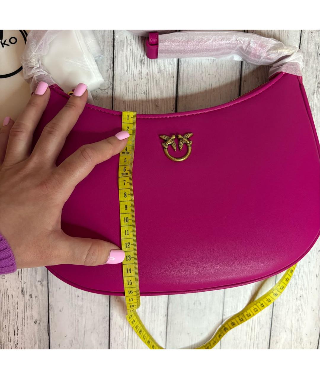 PINKO Фуксия кожаная сумка через плечо, фото 7