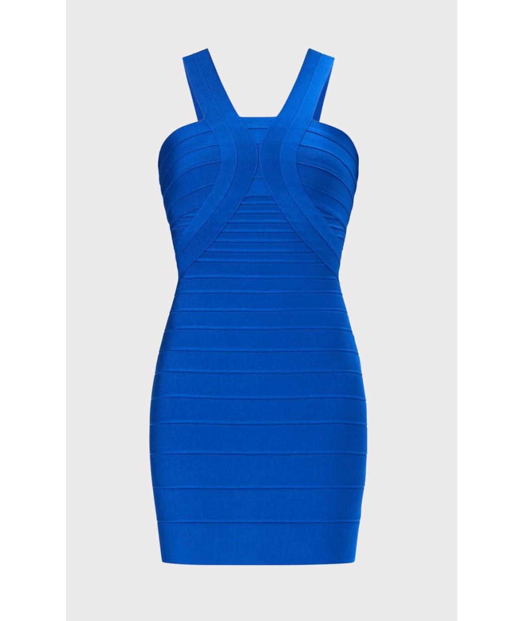 HERVE LEGER Синее коктейльное платье, фото 8