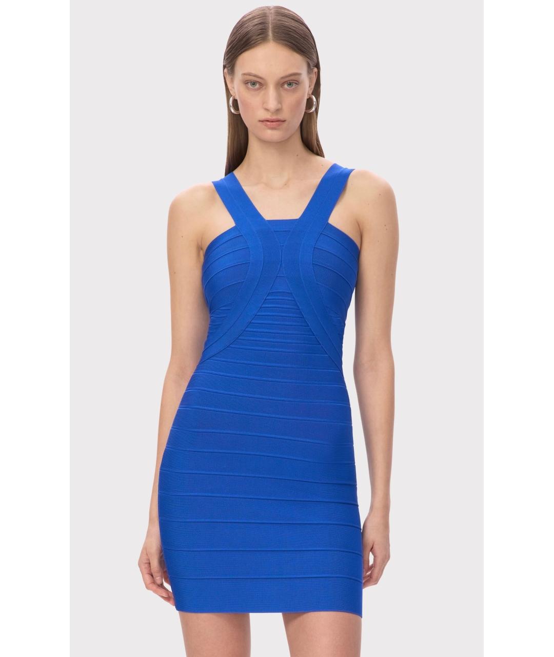 HERVE LEGER Синее коктейльное платье, фото 2