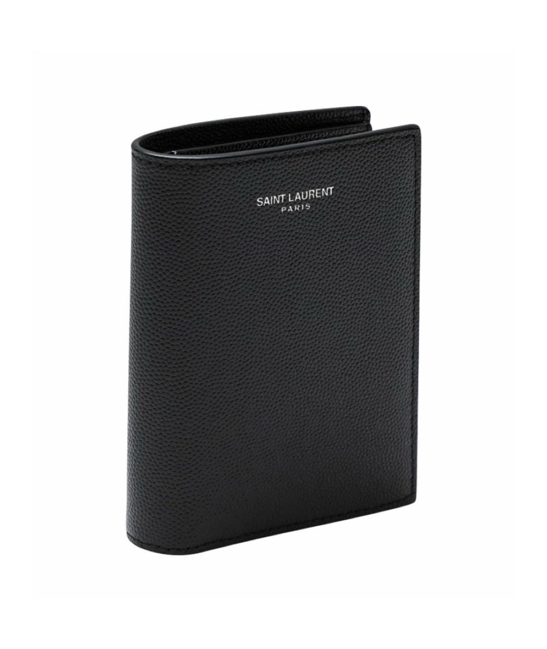 SAINT LAURENT Черный кожаный кошелек, фото 9