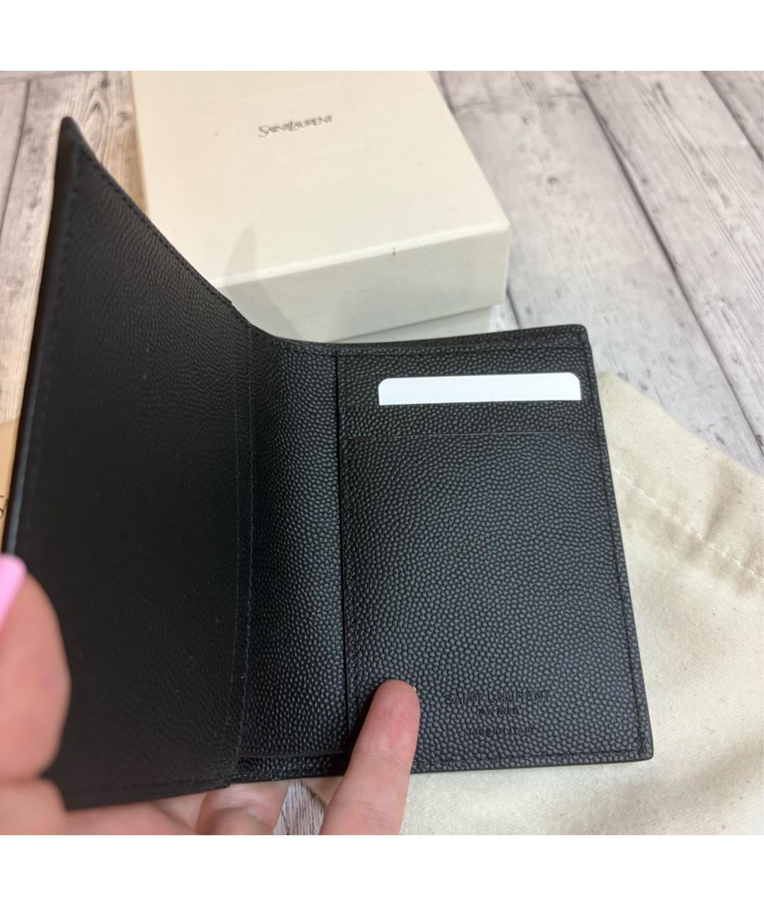 SAINT LAURENT Черный кожаный кошелек, фото 4