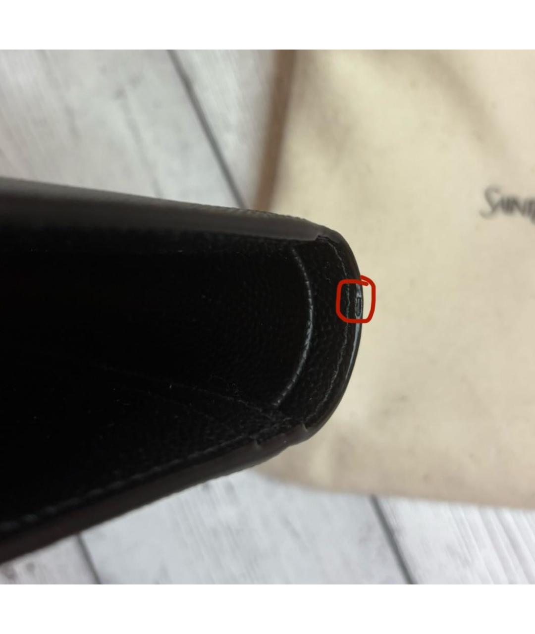 SAINT LAURENT Черный кожаный кошелек, фото 6