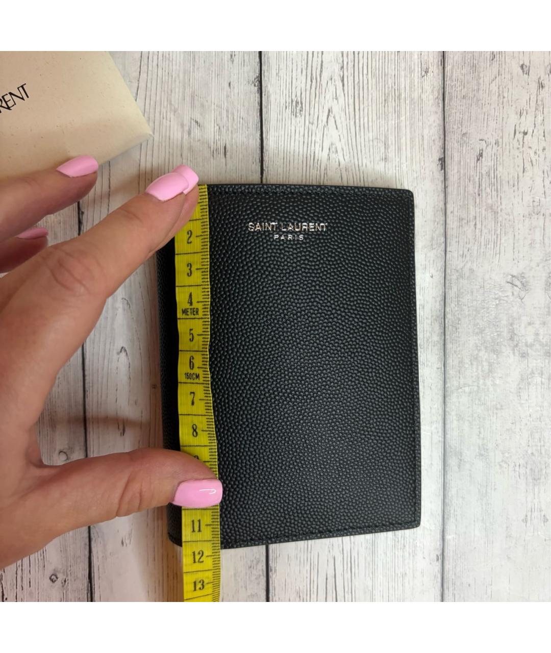 SAINT LAURENT Черный кожаный кошелек, фото 7