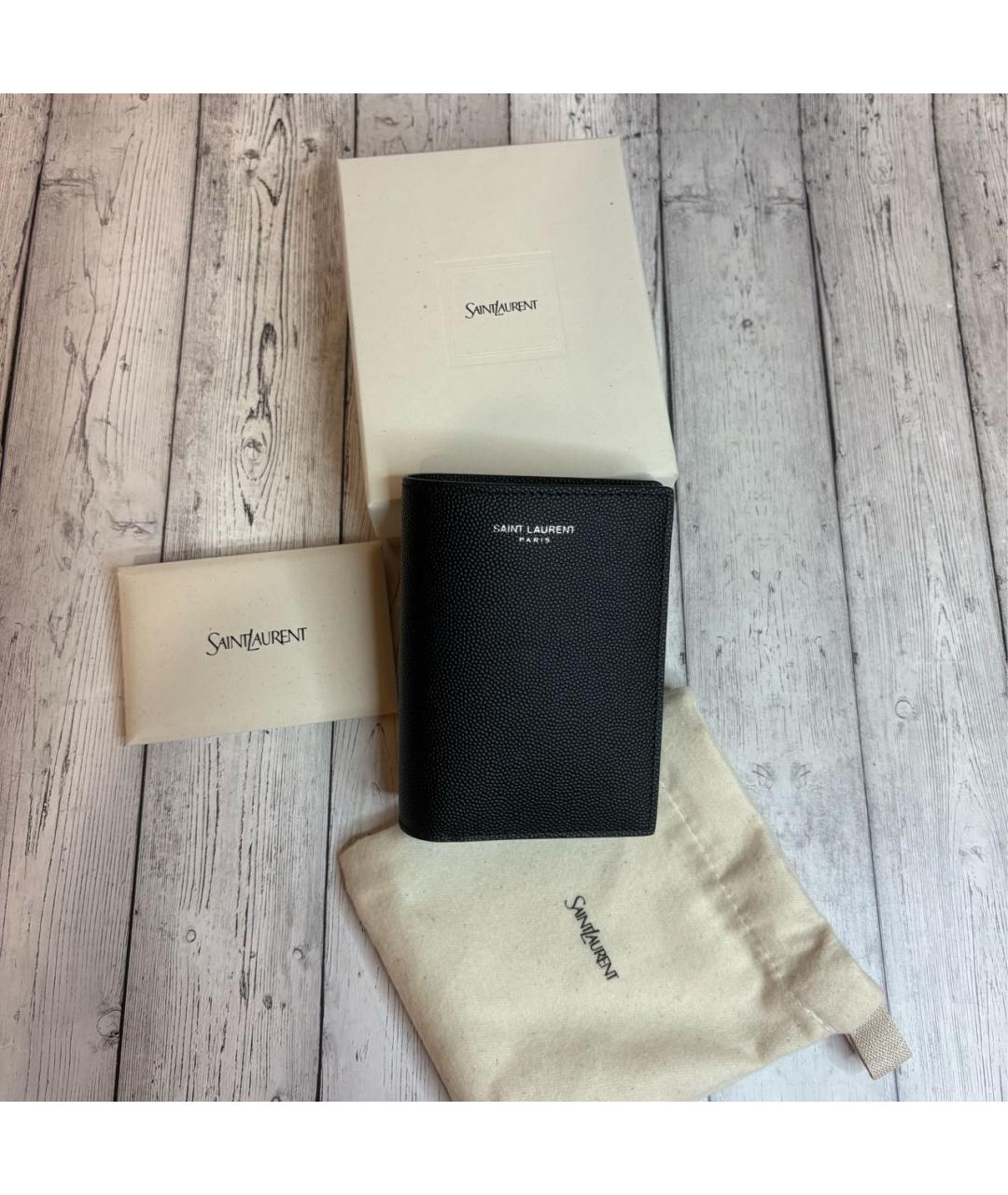 SAINT LAURENT Черный кожаный кошелек, фото 2