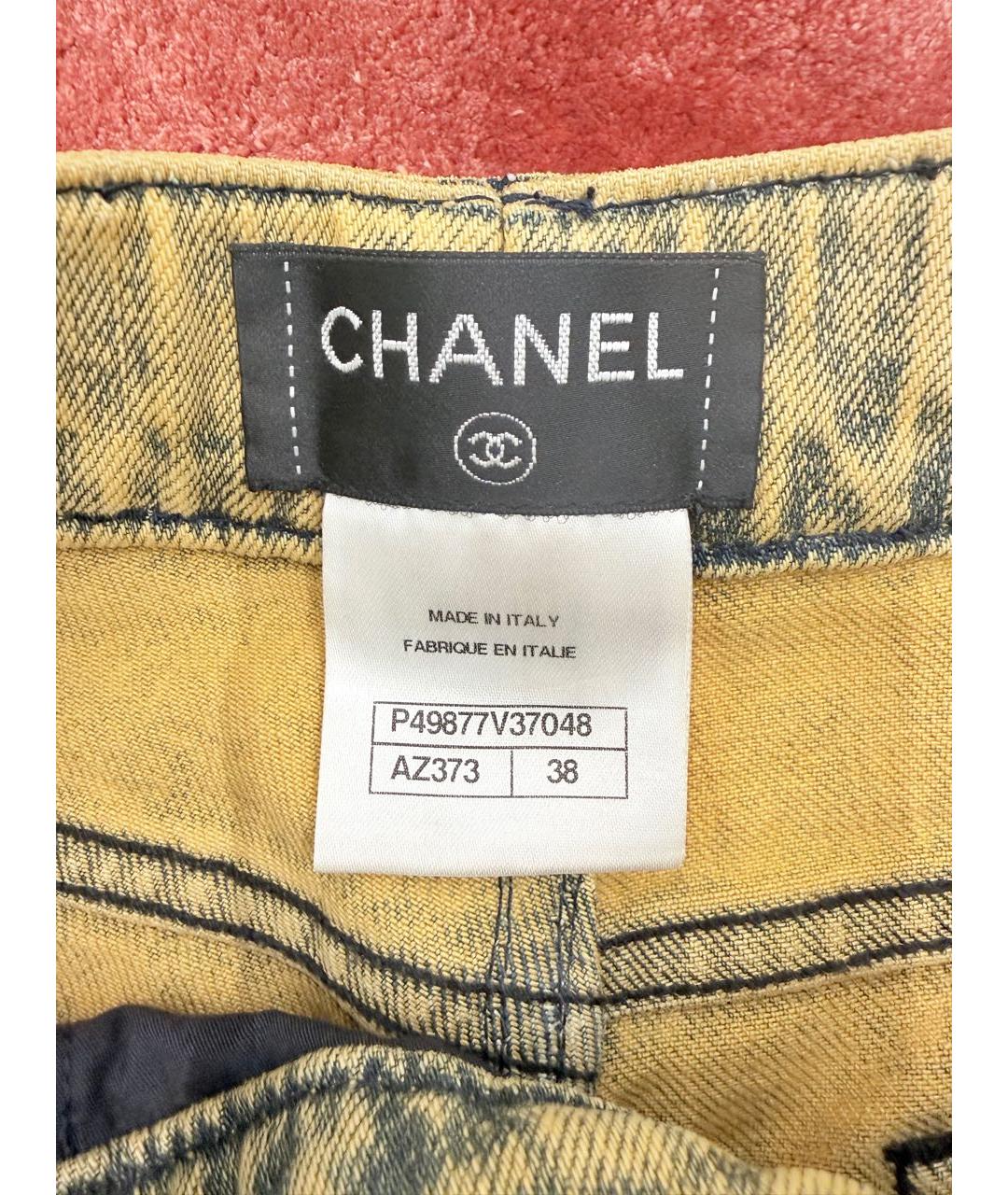 CHANEL Горчичные хлопковые джинсы слим, фото 6