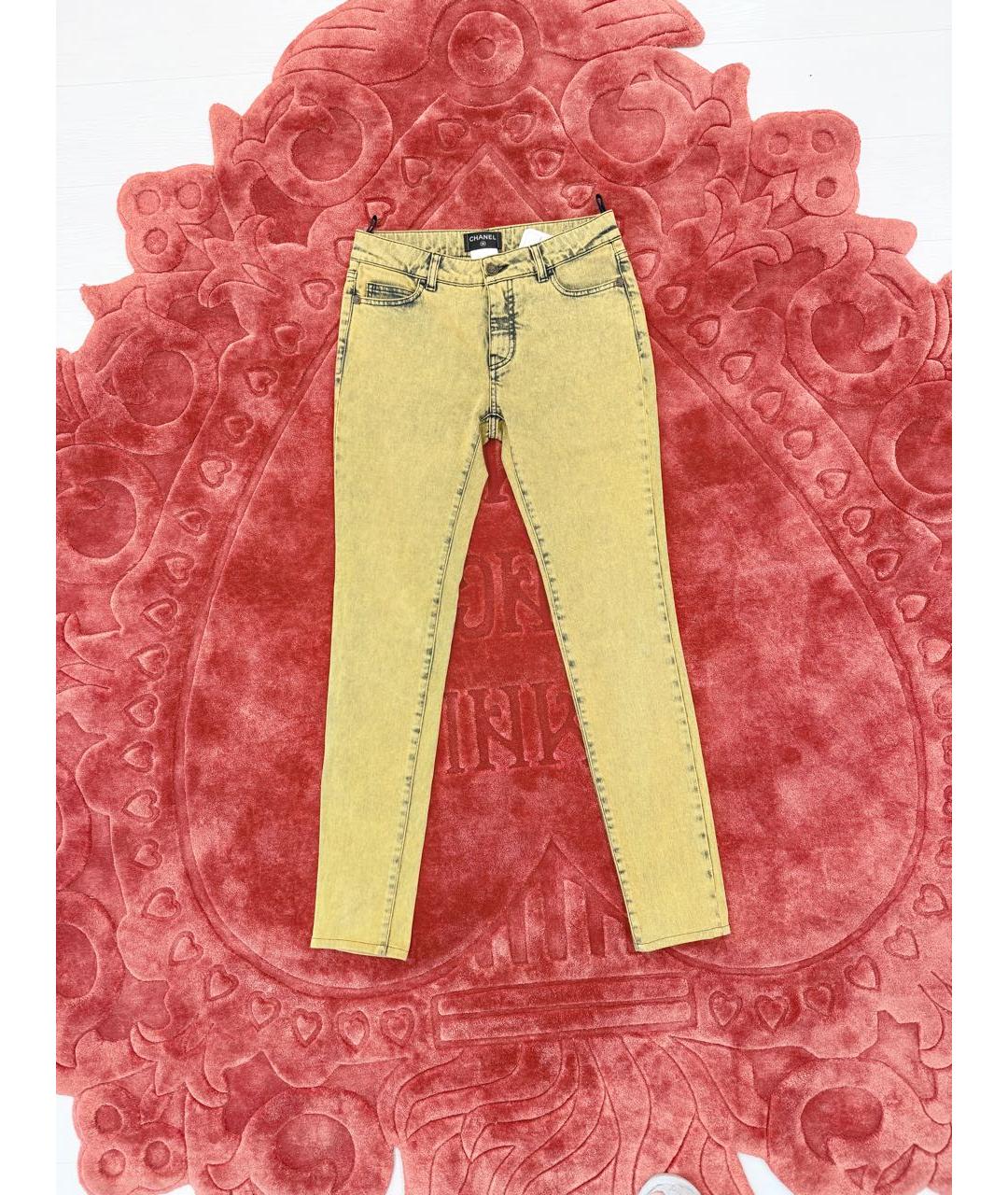 CHANEL Горчичные хлопковые джинсы слим, фото 7