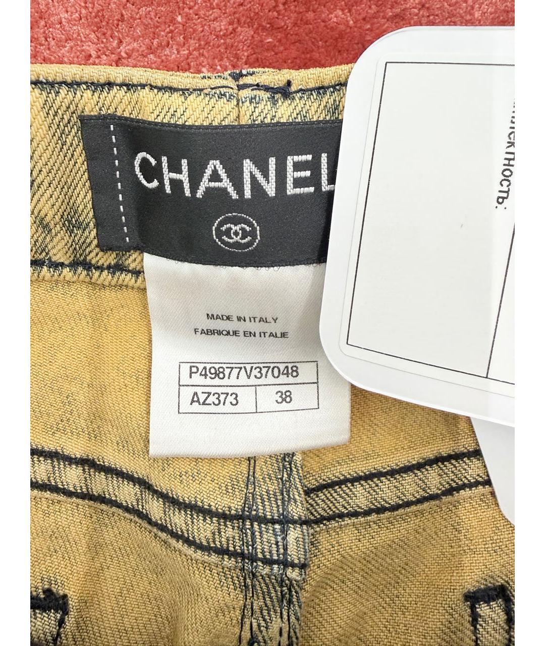 CHANEL Горчичные хлопковые джинсы слим, фото 3