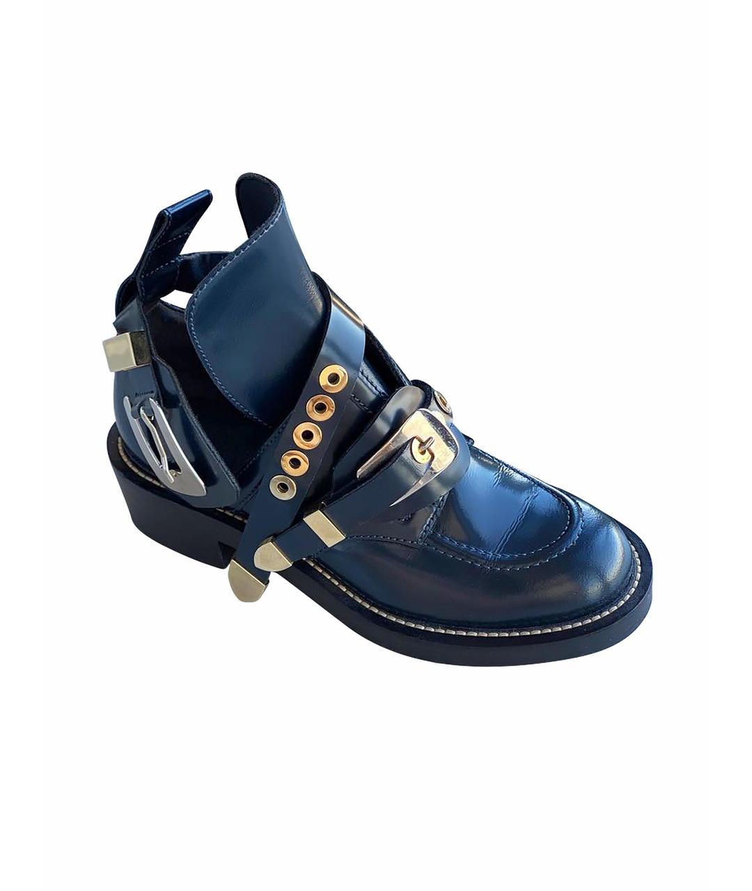 BALENCIAGA Синие кожаные ботинки, фото 1