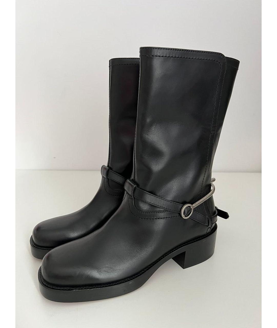 CHRISTIAN DIOR Черные кожаные сапоги, фото 5