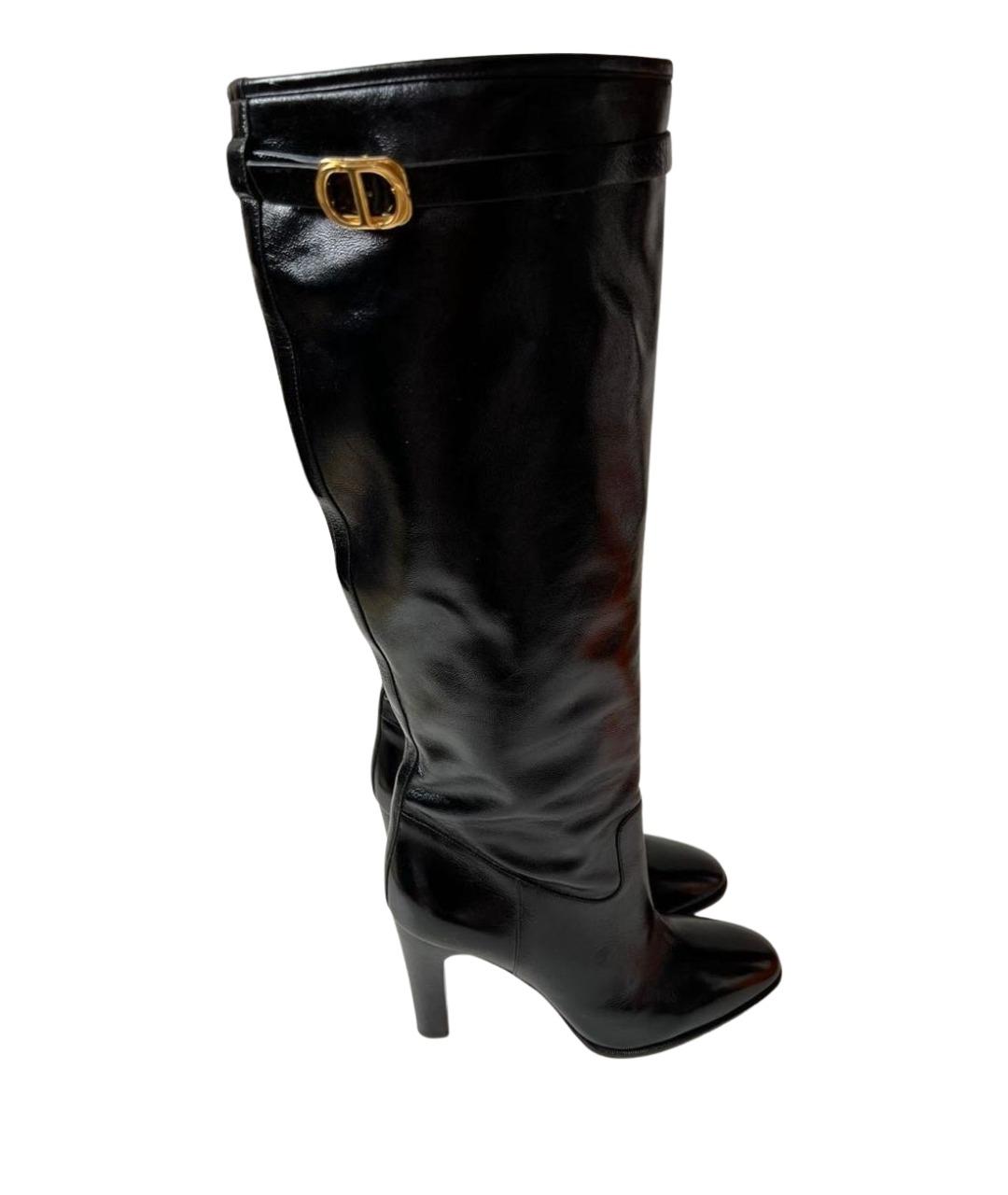 CHRISTIAN DIOR Черные сапоги из лакированной кожи, фото 1