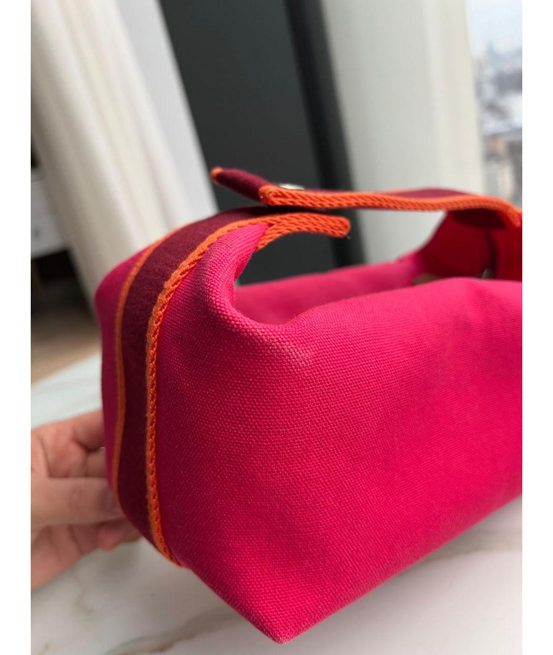 HERMES Красная тканевая сумка с короткими ручками, фото 3