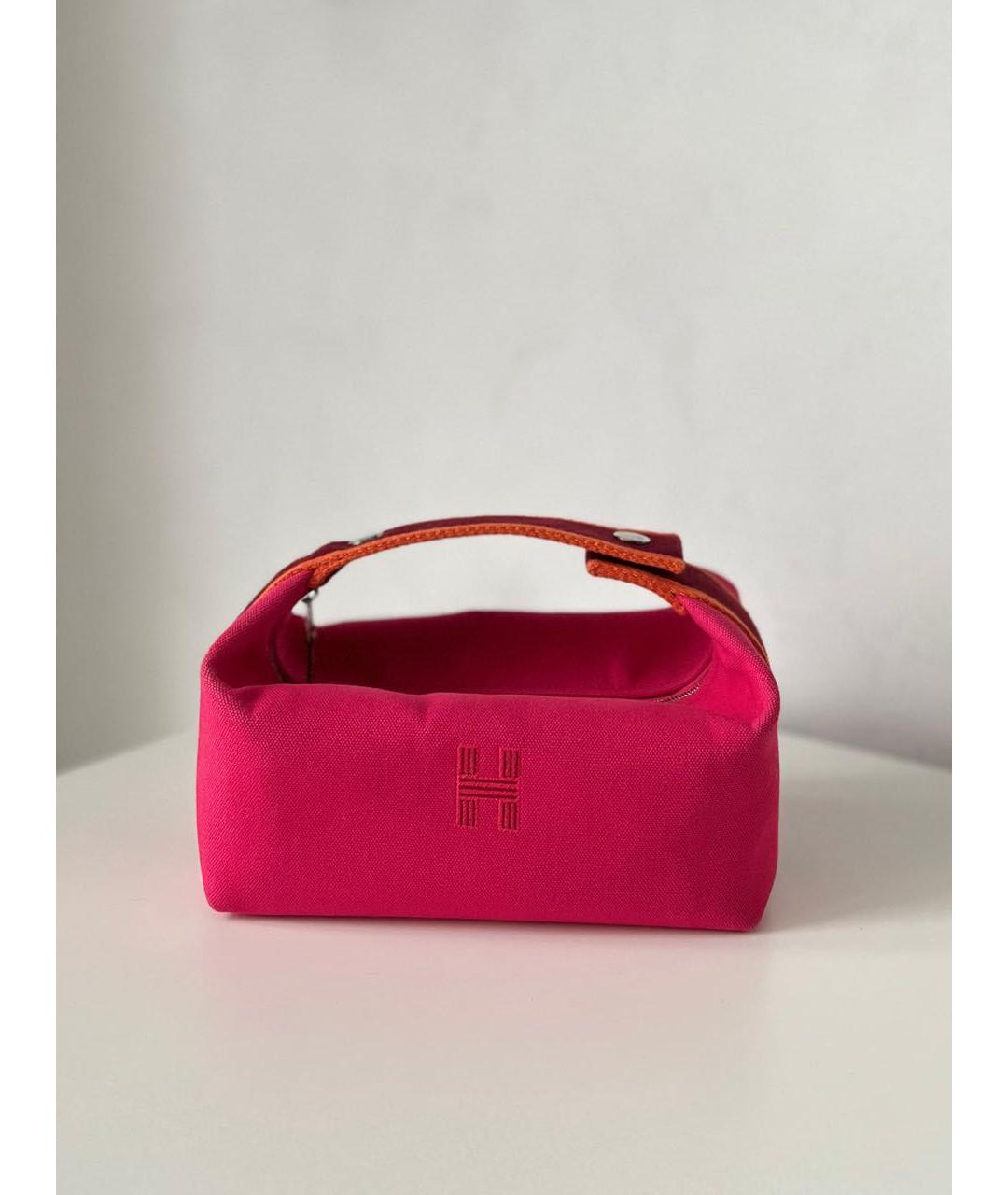 HERMES Красная тканевая сумка с короткими ручками, фото 2