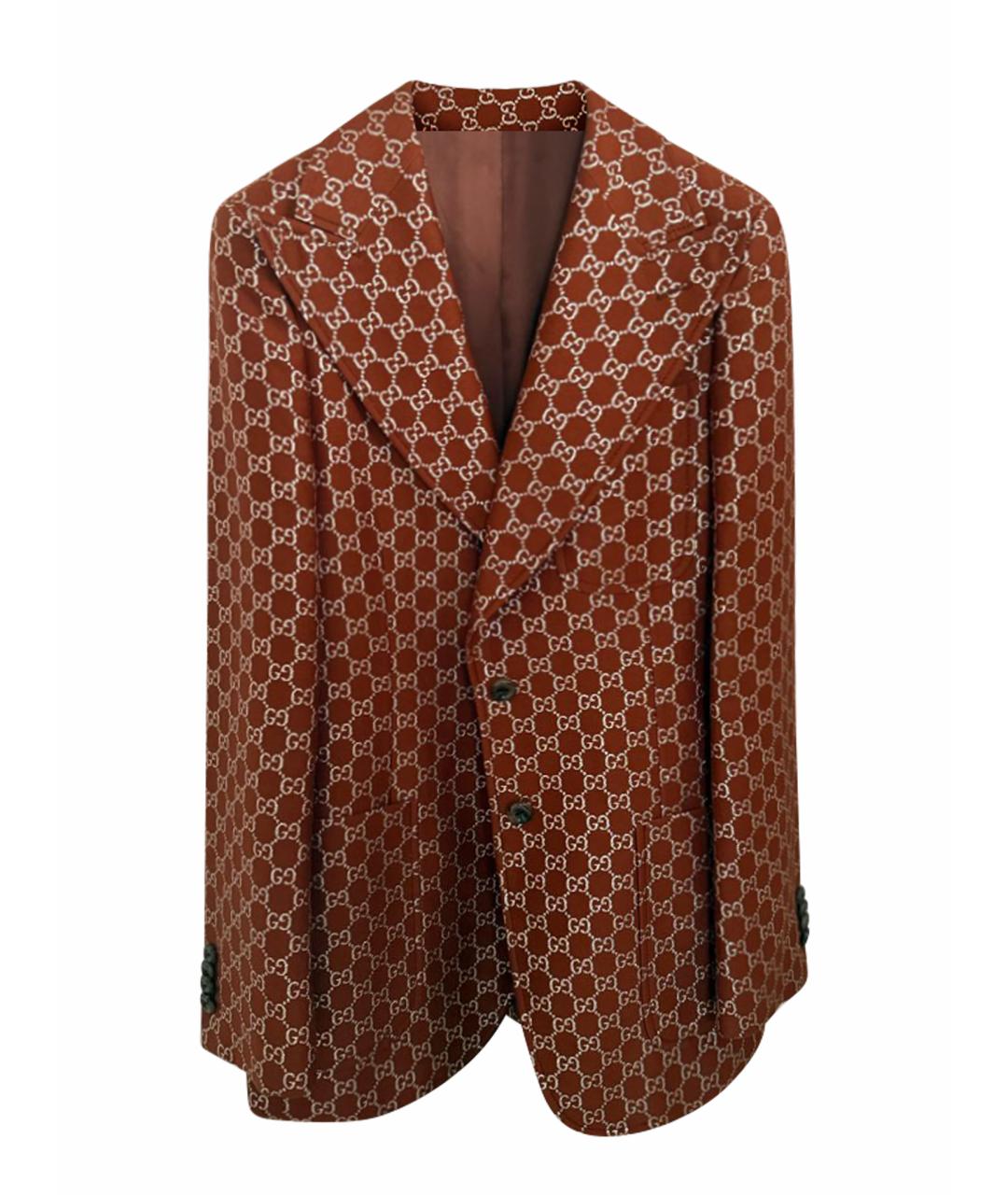 GUCCI Коричневый шерстяной жакет/пиджак, фото 1