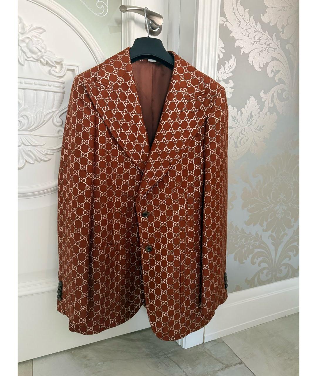 GUCCI Коричневый шерстяной жакет/пиджак, фото 3