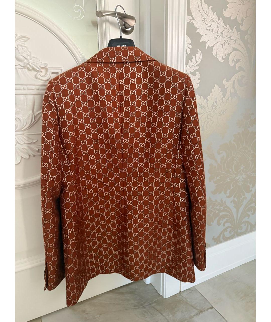 GUCCI Коричневый шерстяной жакет/пиджак, фото 2