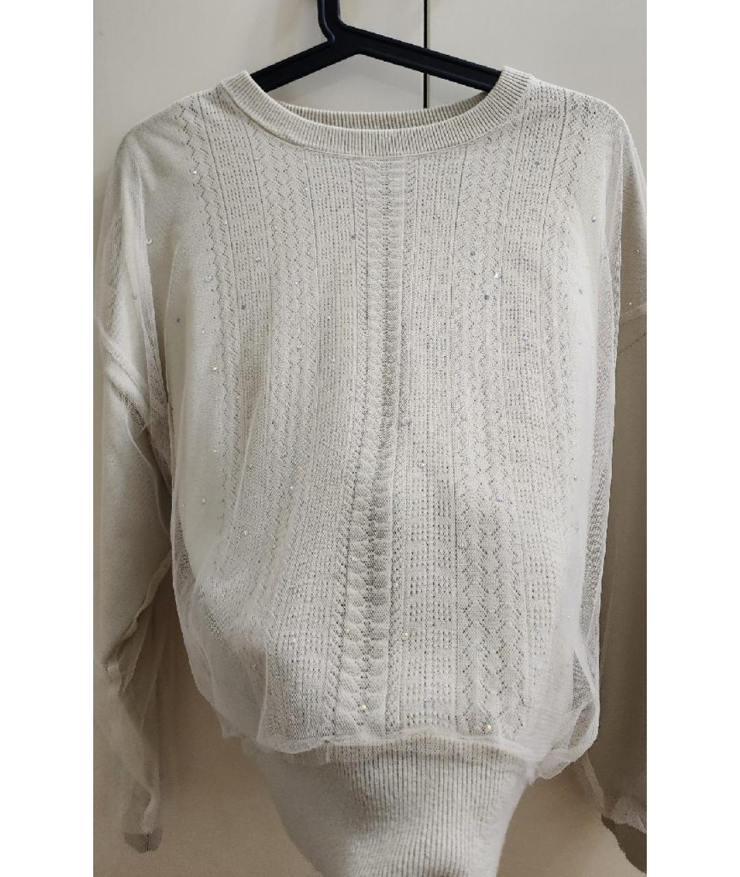 TWIN-SET Бежевый сетчатый джемпер / свитер, фото 7