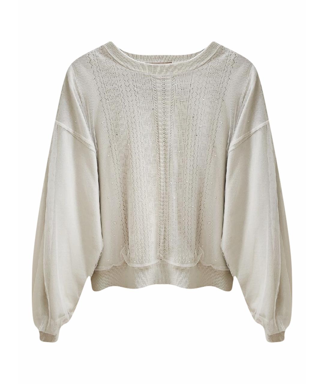 TWIN-SET Бежевый сетчатый джемпер / свитер, фото 1