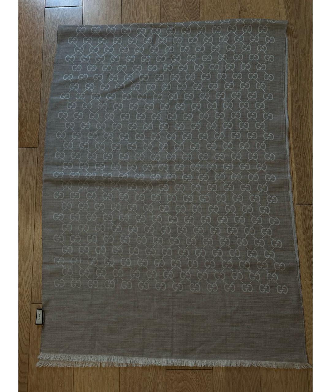 GUCCI Бежевый шерстяной шарф, фото 5