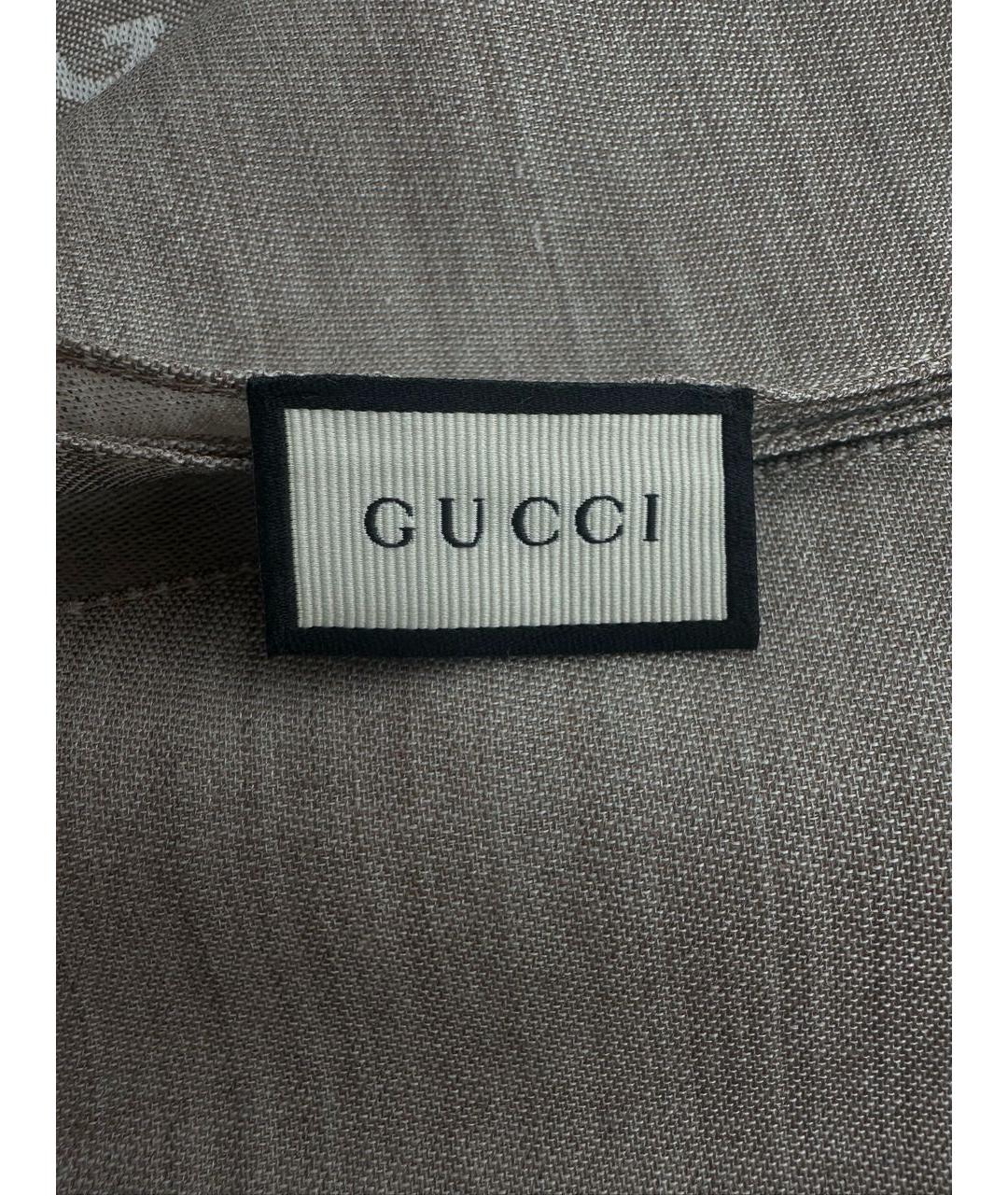 GUCCI Бежевый шерстяной шарф, фото 3