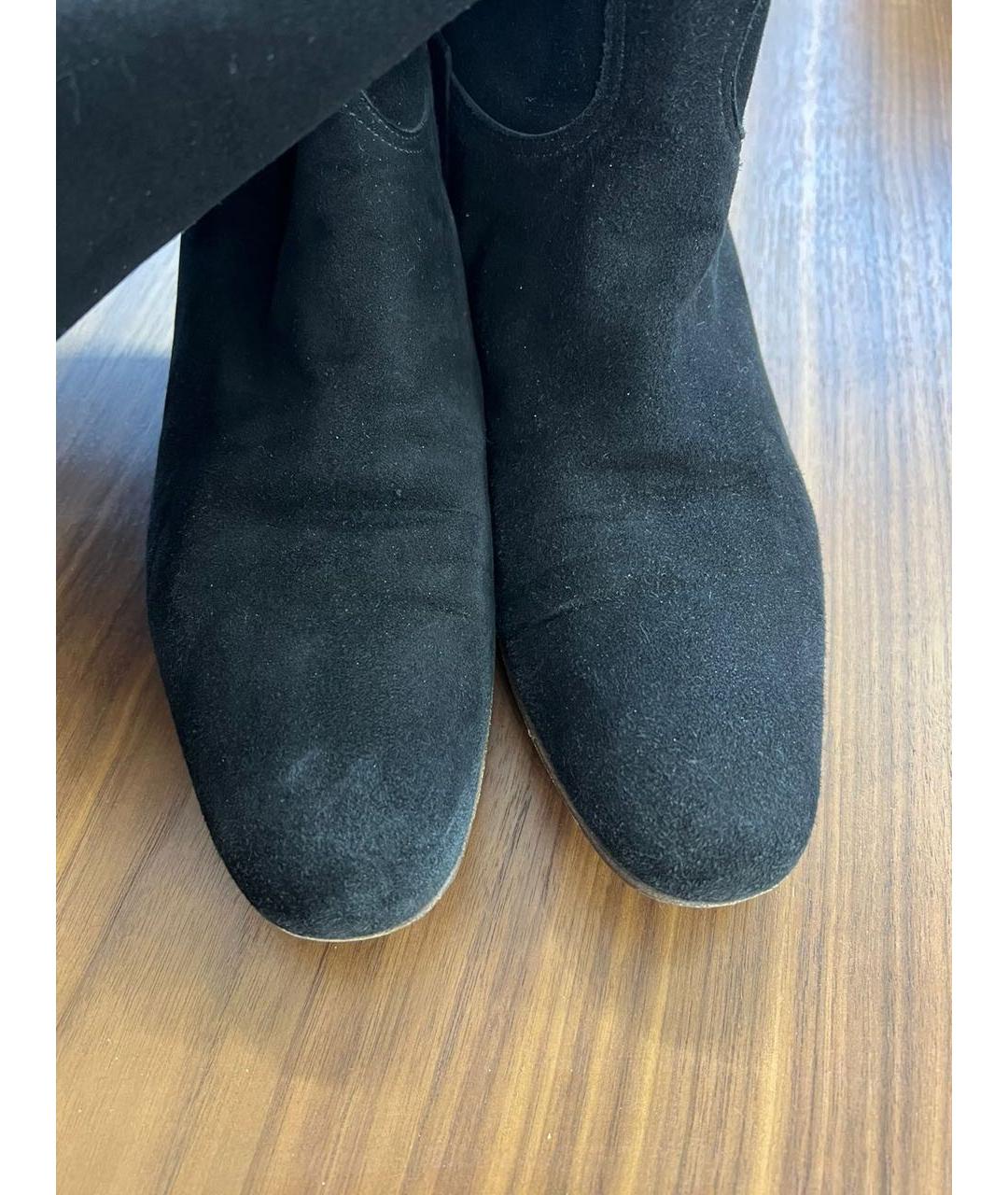 HERMES Черные замшевые сапоги, фото 7