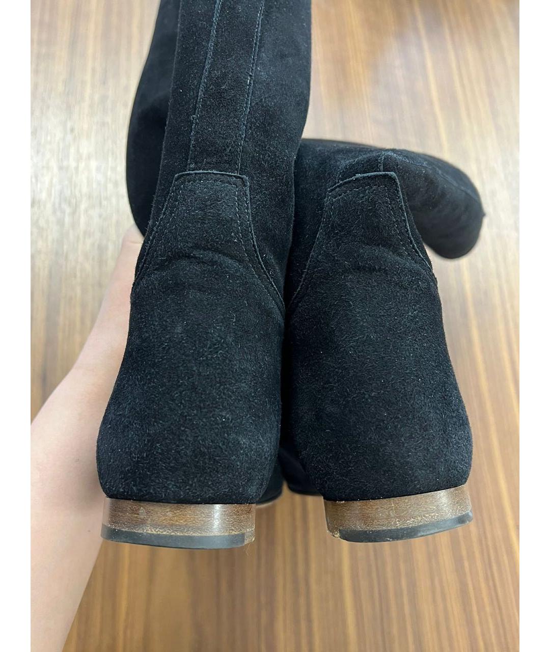 HERMES Черные замшевые сапоги, фото 4