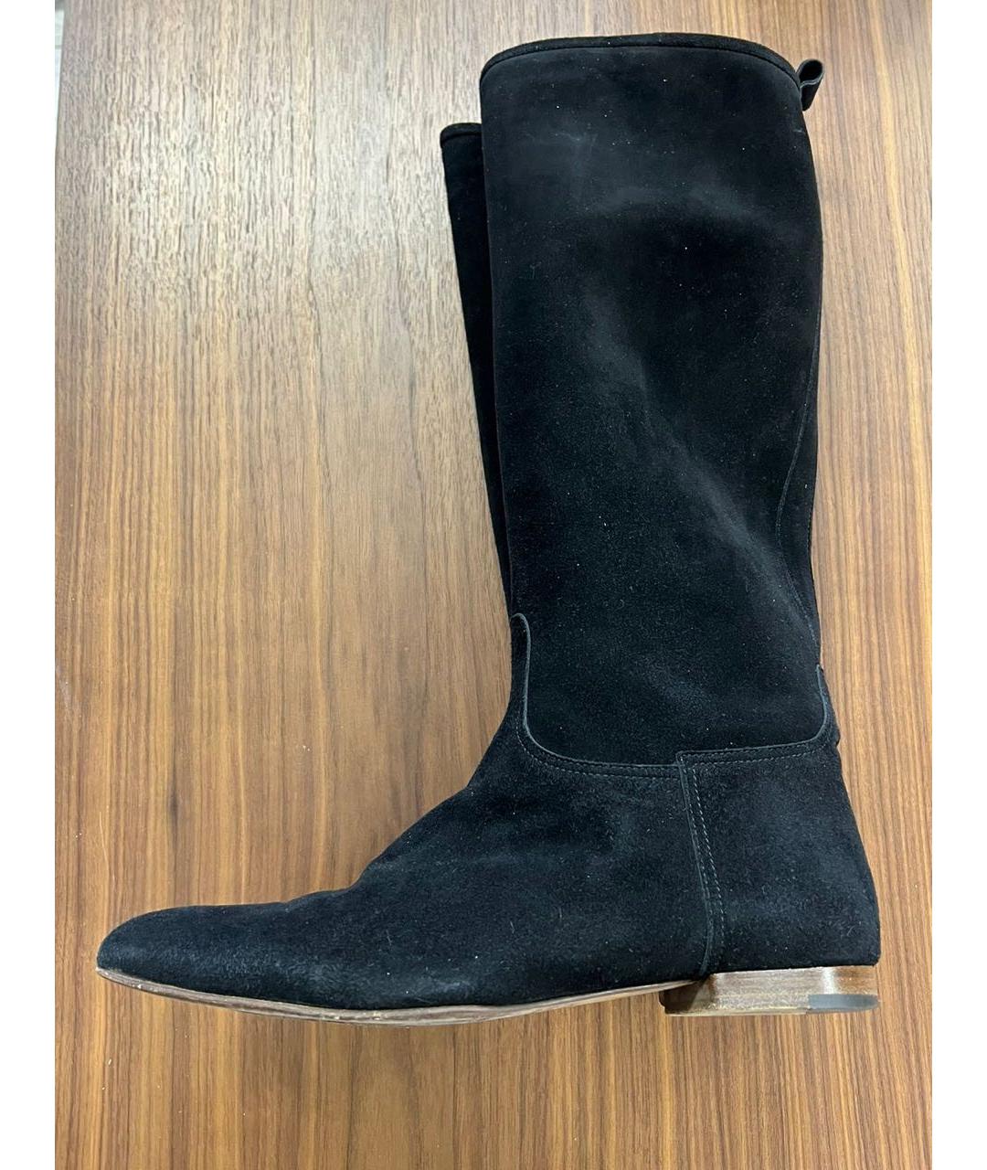 HERMES Черные замшевые сапоги, фото 3