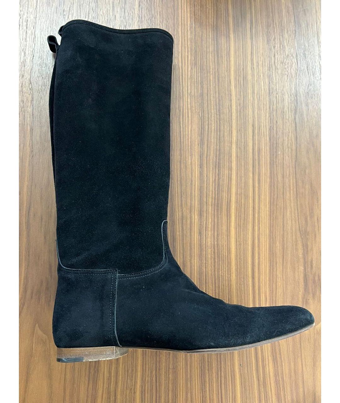 HERMES Черные замшевые сапоги, фото 9