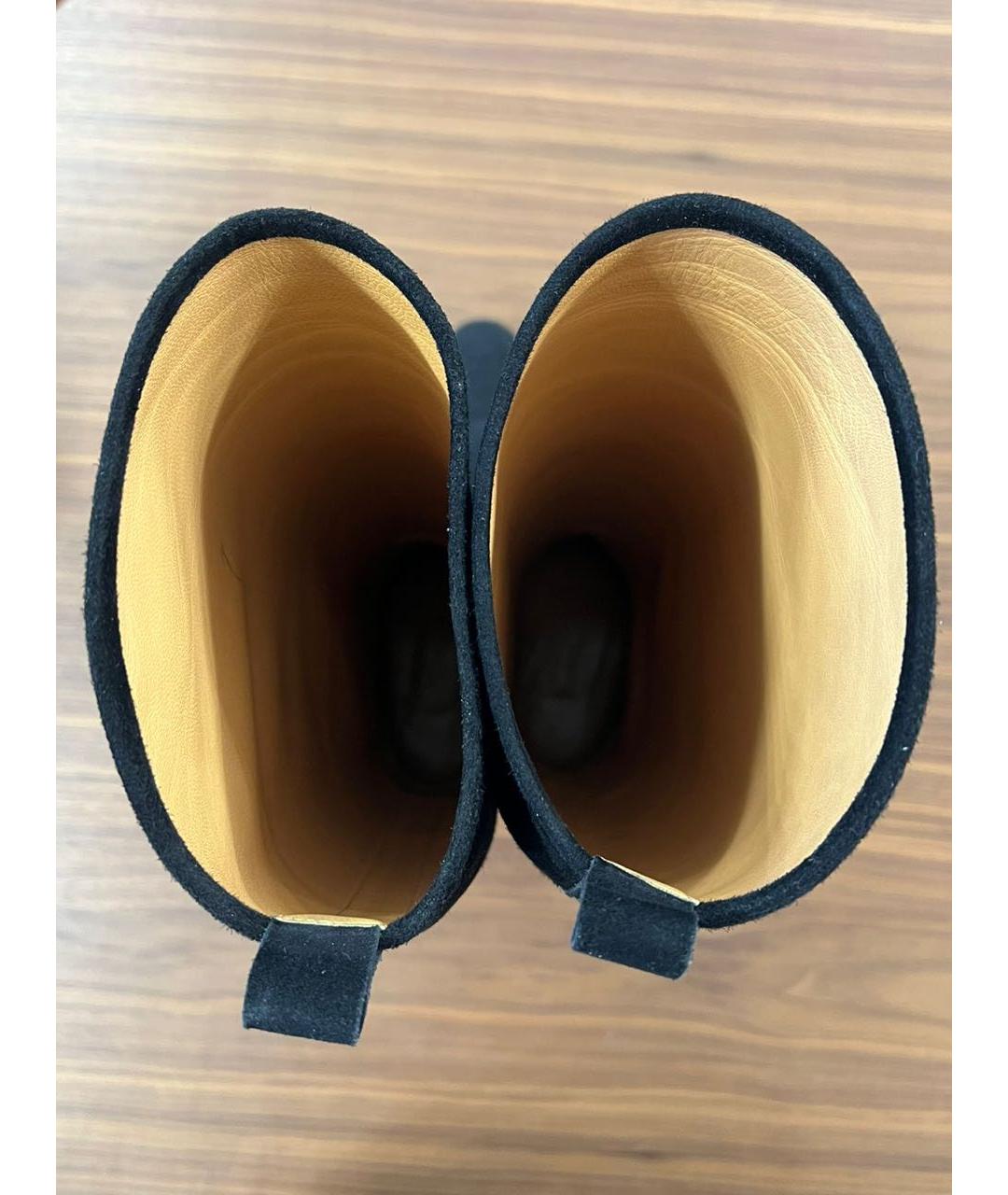 HERMES Черные замшевые сапоги, фото 5