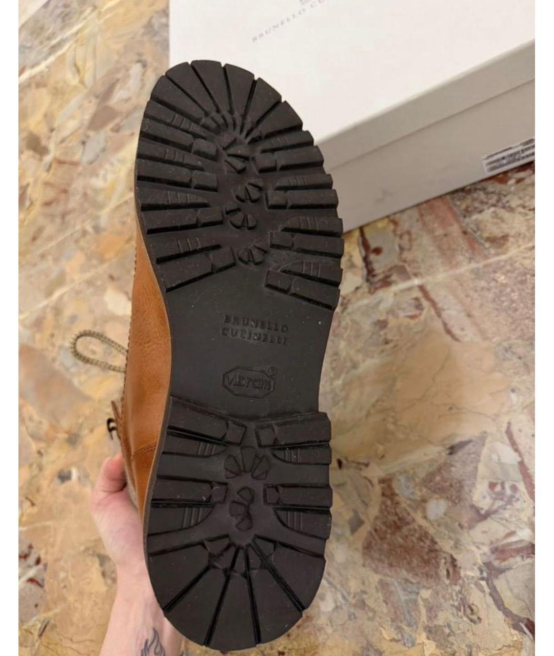BRUNELLO CUCINELLI Коричневые кожаные высокие ботинки, фото 5