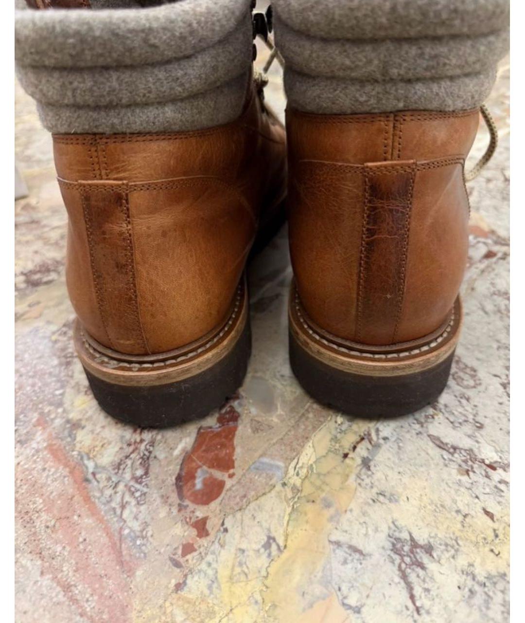 BRUNELLO CUCINELLI Коричневые кожаные высокие ботинки, фото 4