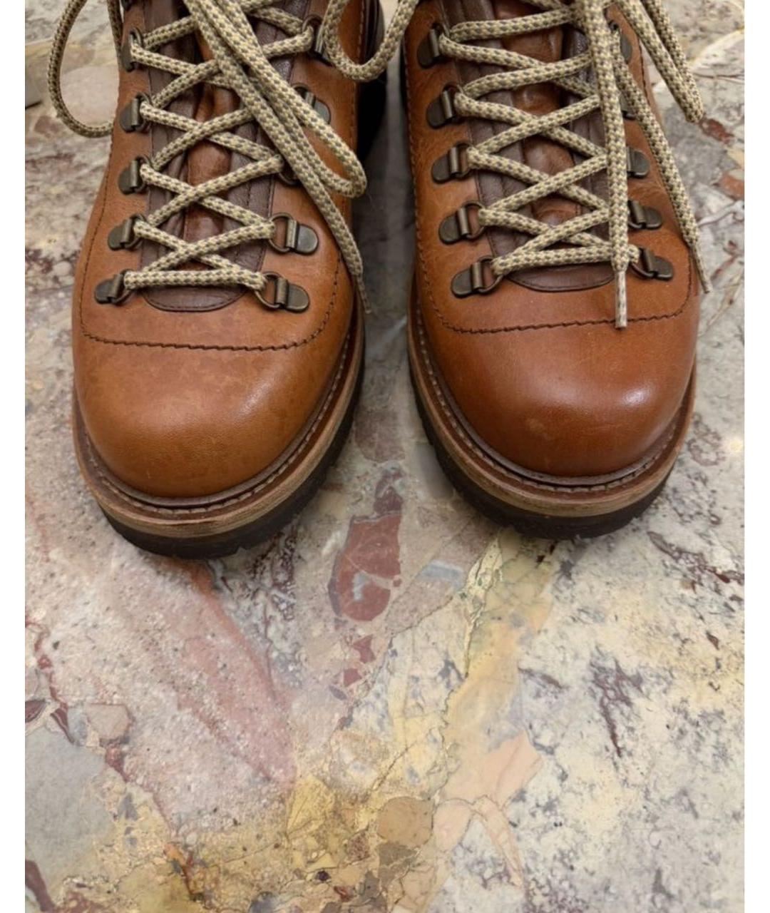 BRUNELLO CUCINELLI Коричневые кожаные высокие ботинки, фото 2