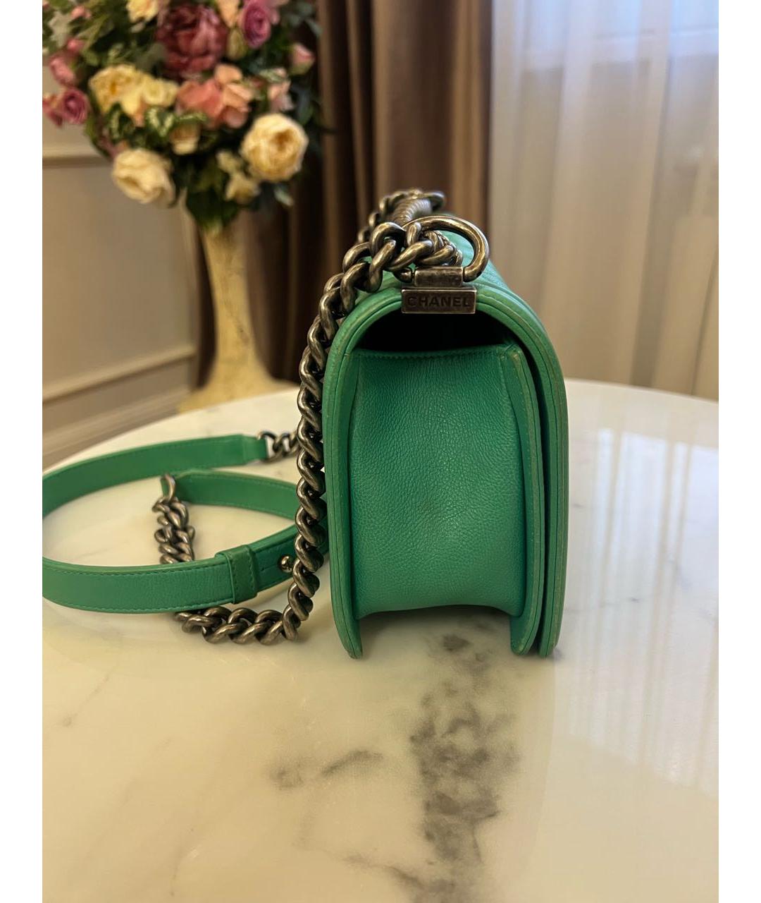 CHANEL Бирюзовая кожаная сумка через плечо, фото 2