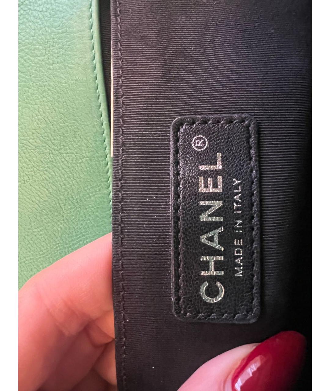 CHANEL Бирюзовая кожаная сумка через плечо, фото 7