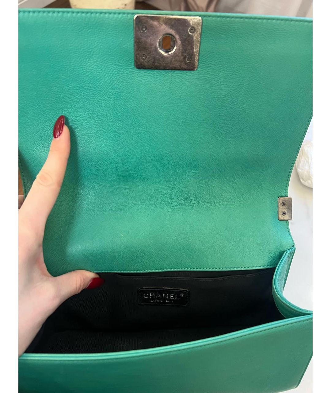 CHANEL Бирюзовая кожаная сумка через плечо, фото 4