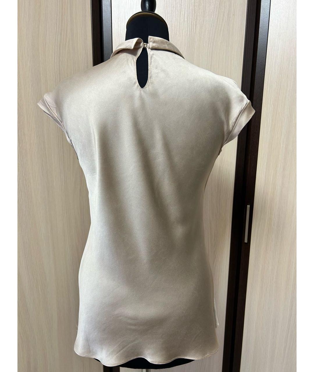 BRUNELLO CUCINELLI Бежевая шелковая блузы, фото 2