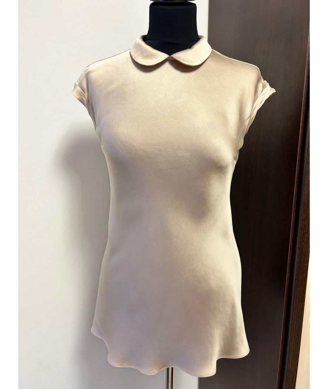 BRUNELLO CUCINELLI Бежевая шелковая блузы, фото 9