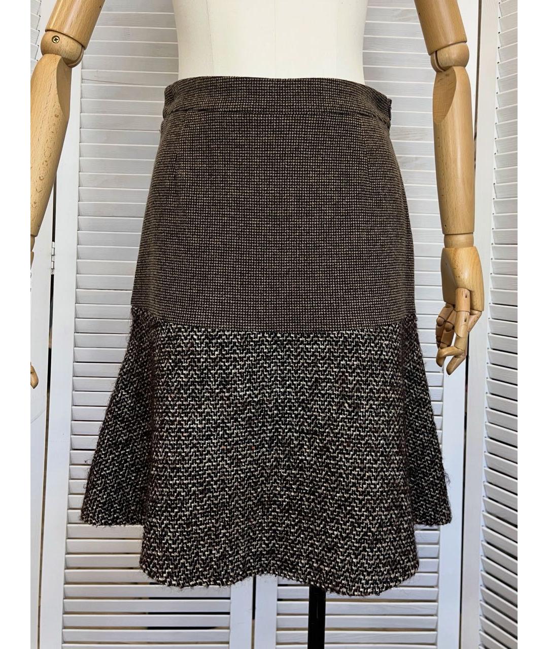 ETRO Коричневая шерстяная юбка миди, фото 8
