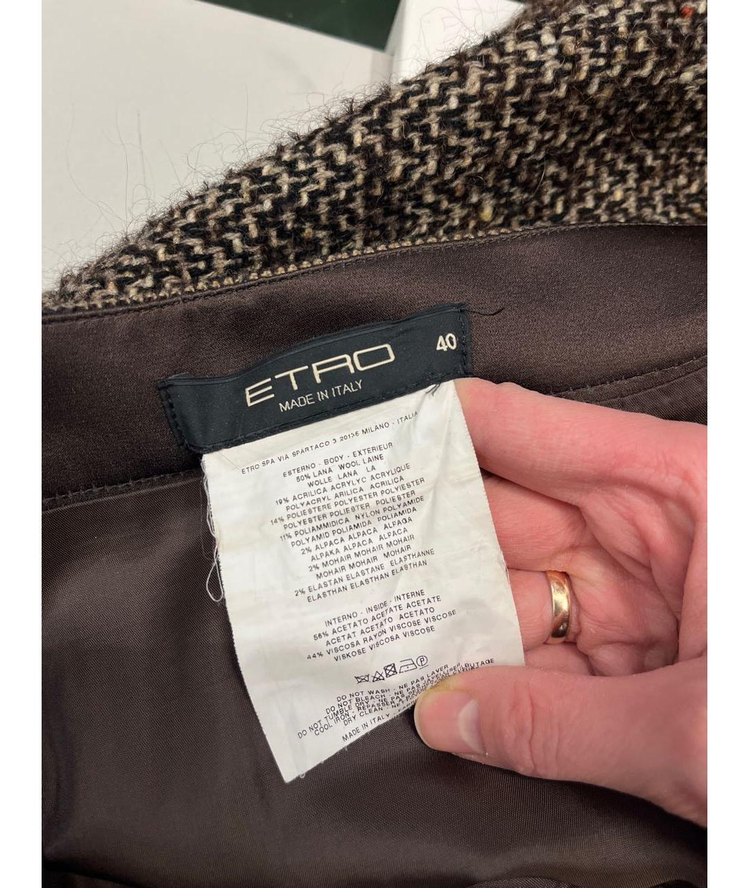 ETRO Коричневая шерстяная юбка миди, фото 5