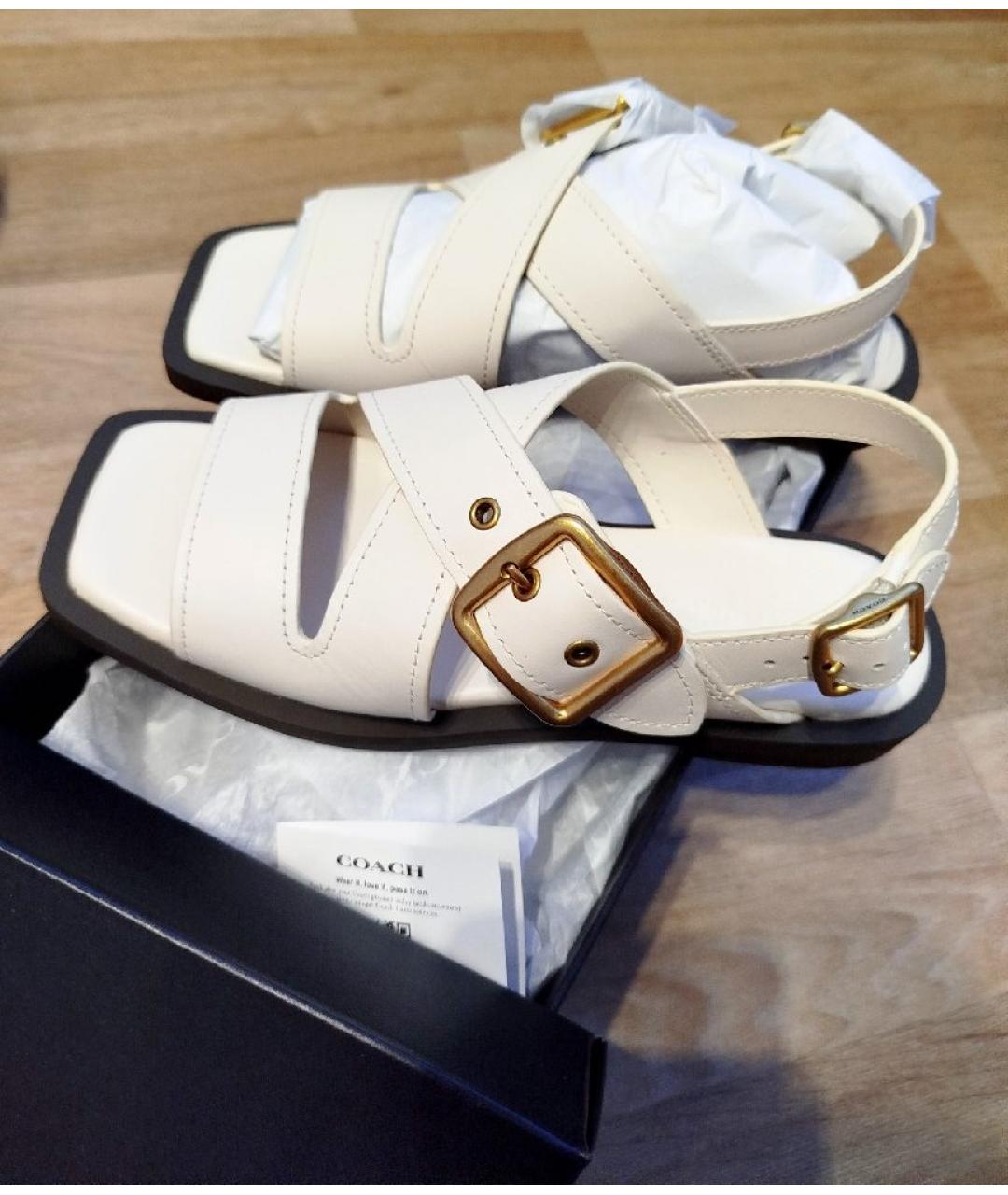 COACH Белые кожаные босоножки, фото 3