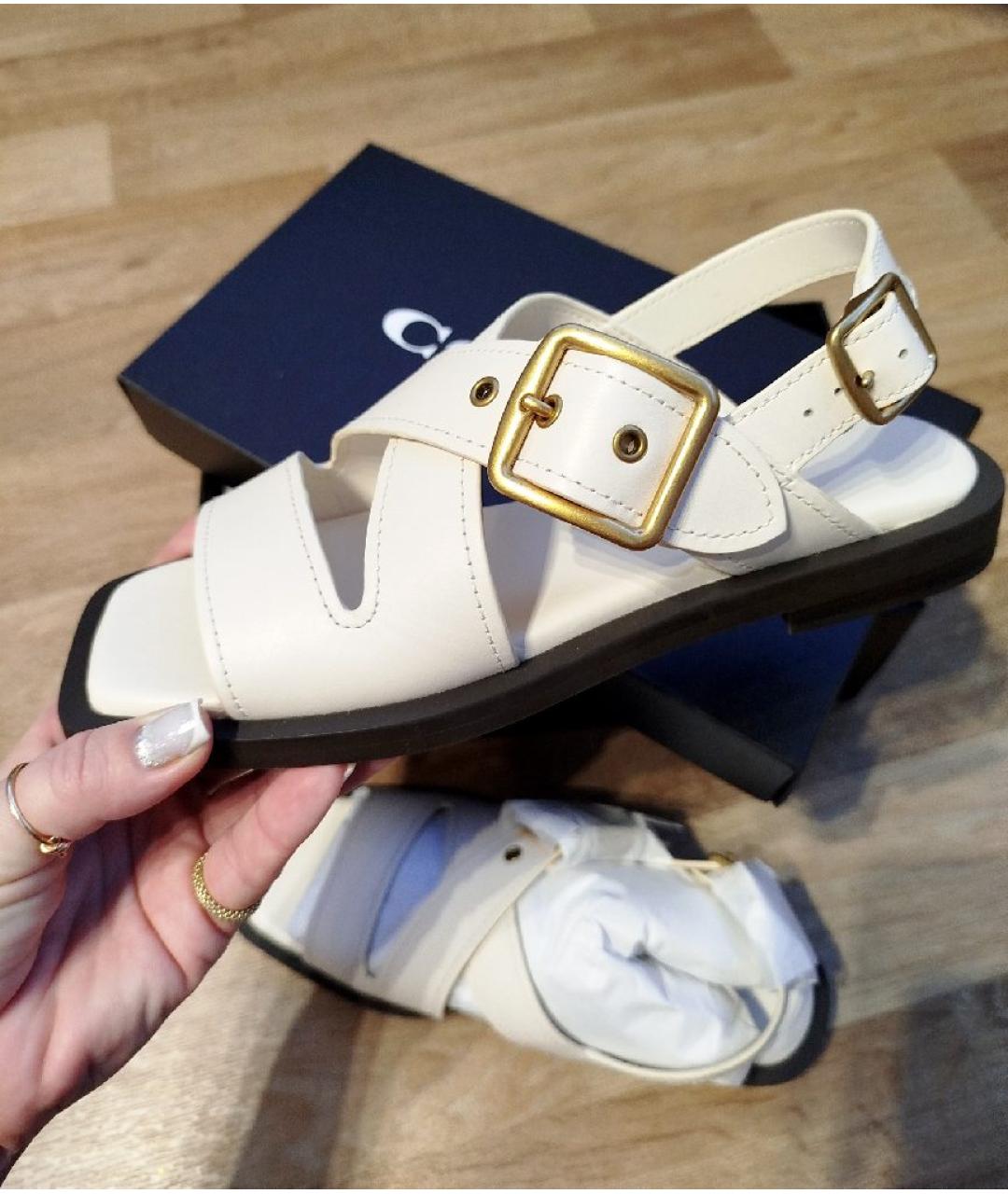 COACH Белые кожаные босоножки, фото 6