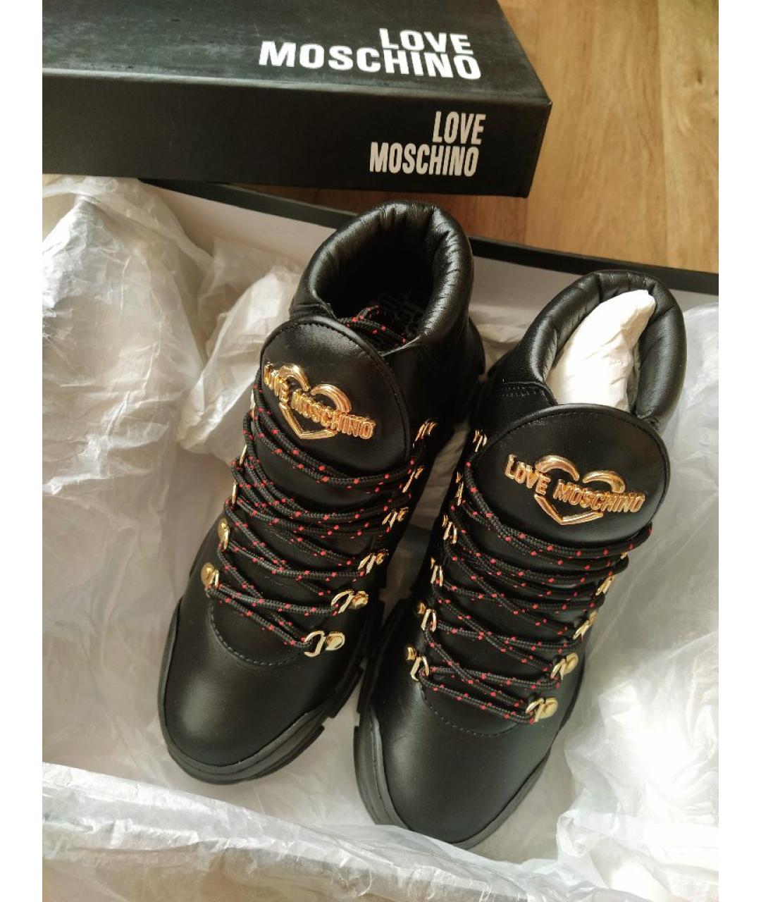 MOSCHINO Черные кожаные ботинки, фото 2