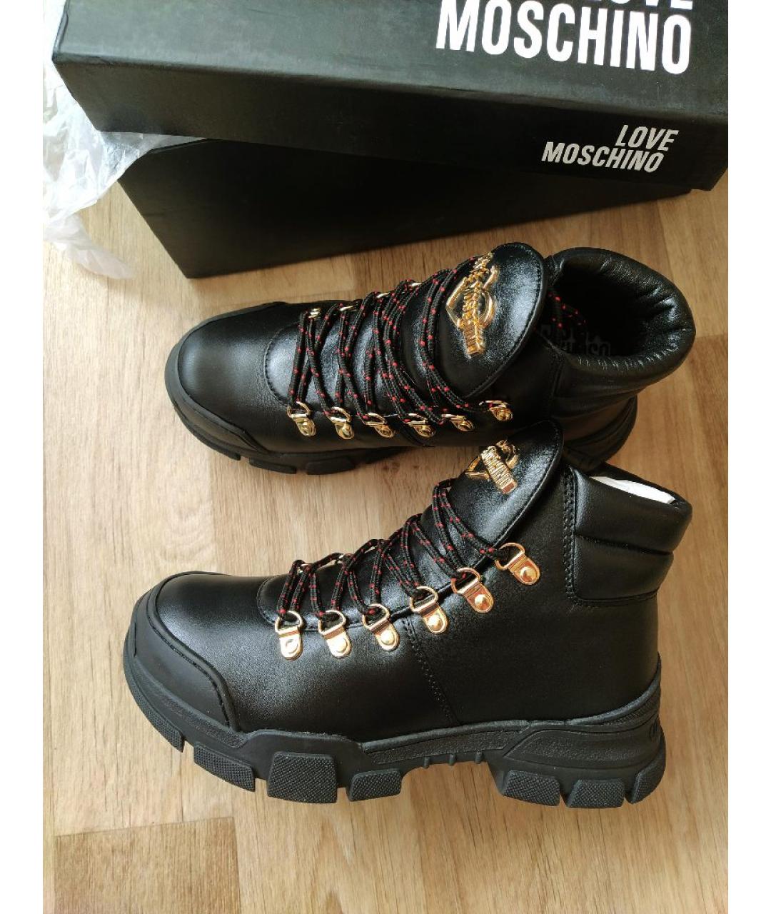 MOSCHINO Черные кожаные ботинки, фото 5