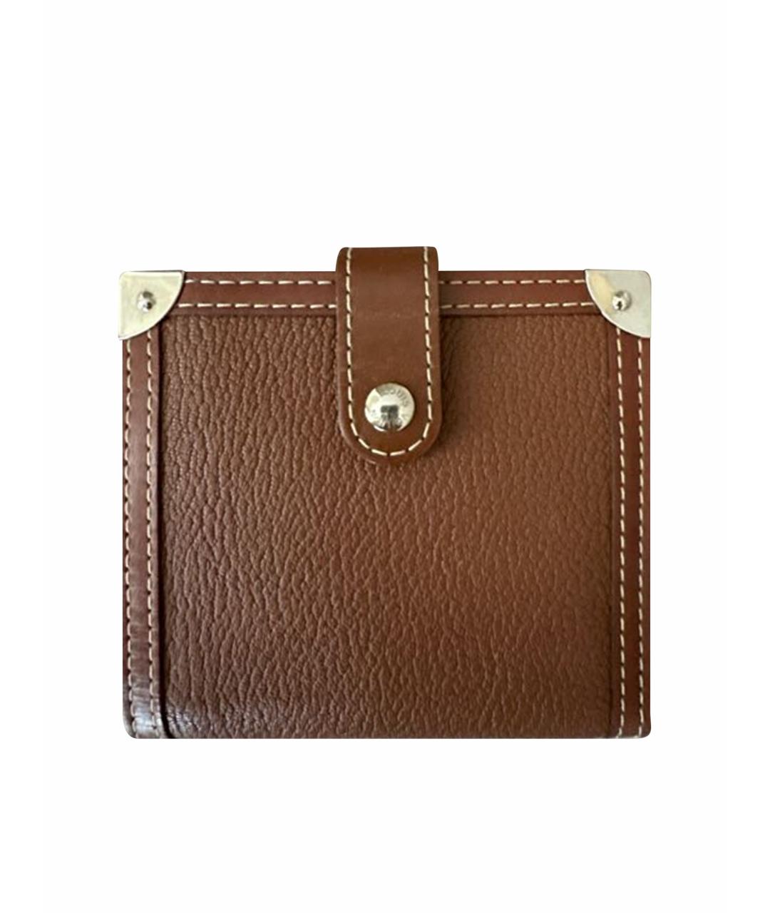 LOUIS VUITTON Коричневый кожаный кошелек, фото 1