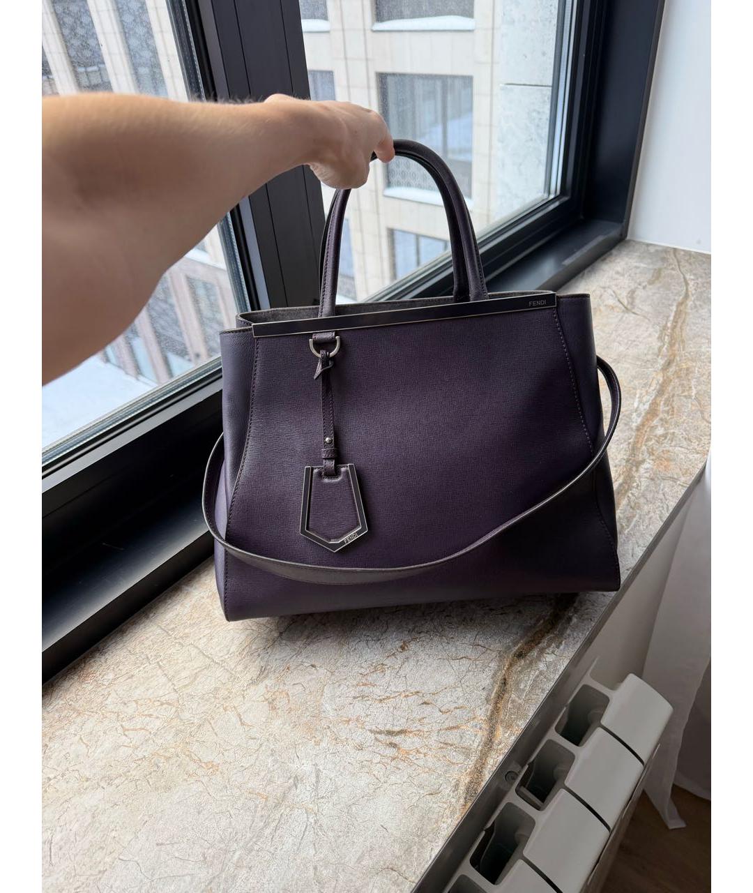 FENDI Фиолетовая кожаная сумка тоут, фото 3